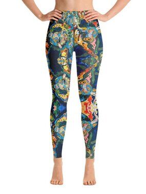 Artist "No Bull" graffiti print leggings colorful yoga exercise athleisure XS
